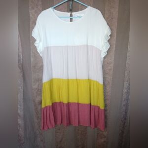 💎 Sweer Lemon Women's Colorblock Dress with Ruffle Sleeves. NWT